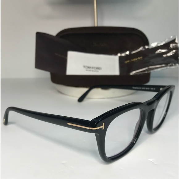 New Authentic Tom Ford Blue Light Block Square Unisex Eyeglasses FT5542-B 001 50 - Picture 3 of 14